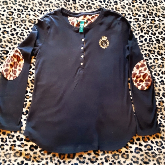 Ralph Lauren Leopard Pajama Set, Size Large - Picture 1 of 5